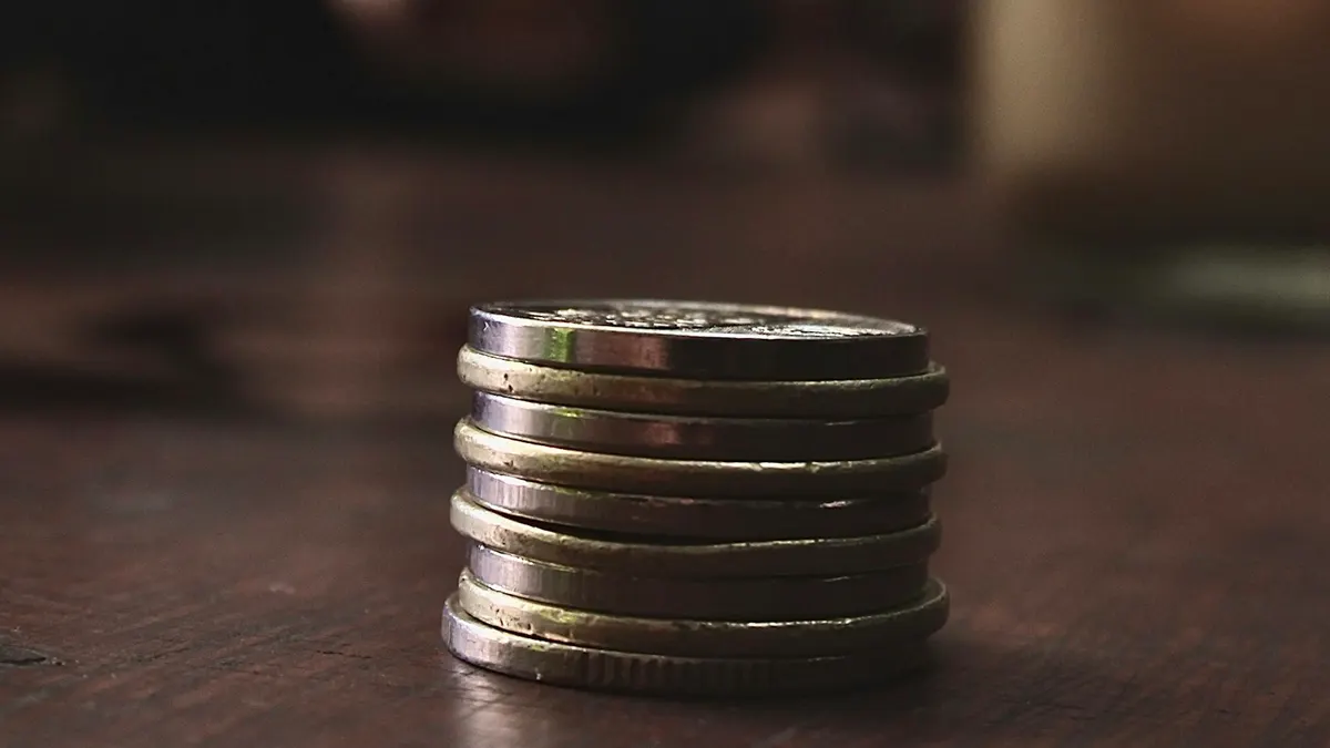 硬貨。在庫を現金に変えるイメージ。