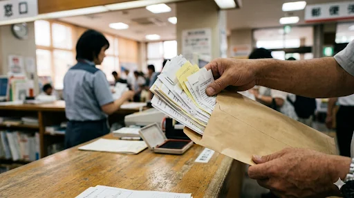 会計ソフトのアイコンと税理士に書類を渡すイメージを対比した図