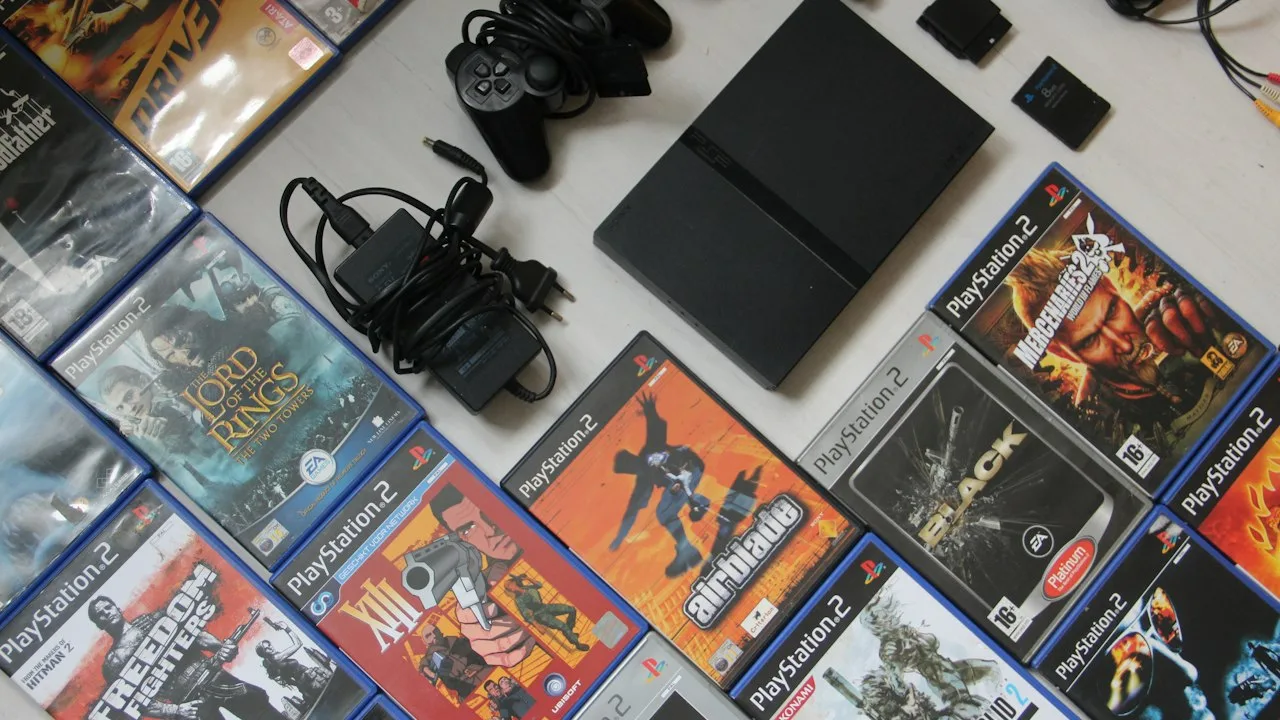 中古ゲームソフトのパッケージが並んでいる。