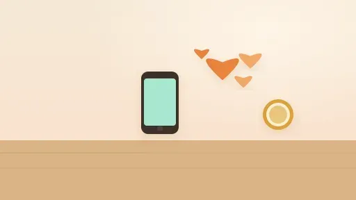 スマホを見て嬉しそうにしている人物のシーン