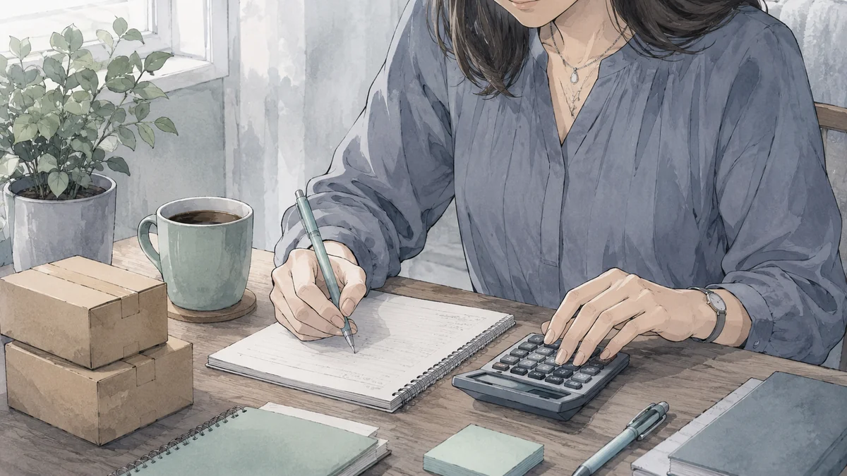 手数料と送料を差し引いて手残りを計算するイメージ