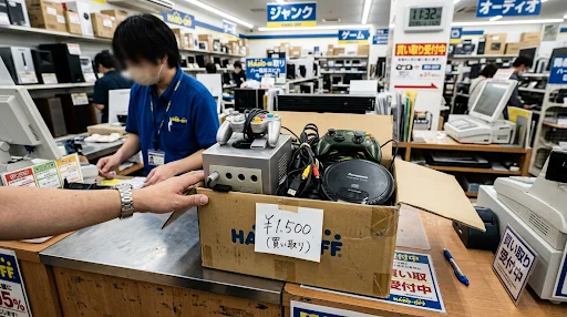 関連記事への導線として店頭せどりのイメージをまとめたバナー風の画像