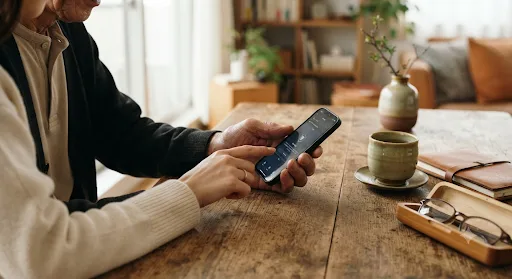 警察庁推奨の詐欺対策アプリを親のスマホに設定する手元のイメージ