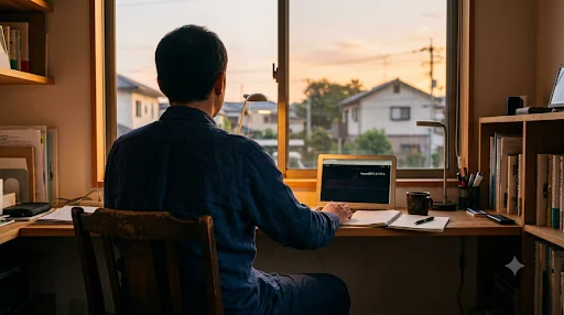 ノートに4つのチェック項目を書き出し、すべてに×印がついている手元のクローズアップ