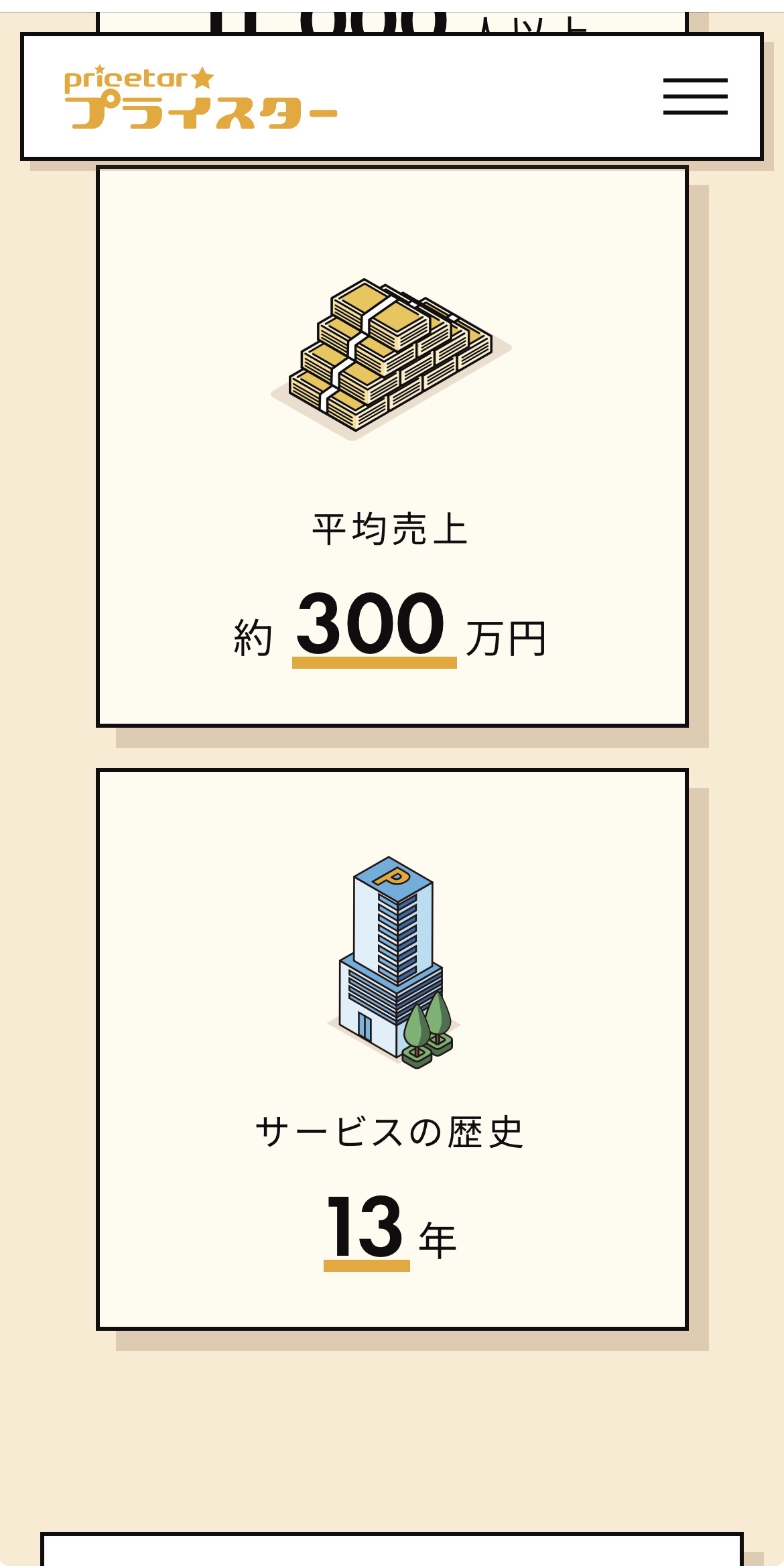 プライスター公式LPより：平均売上と歴