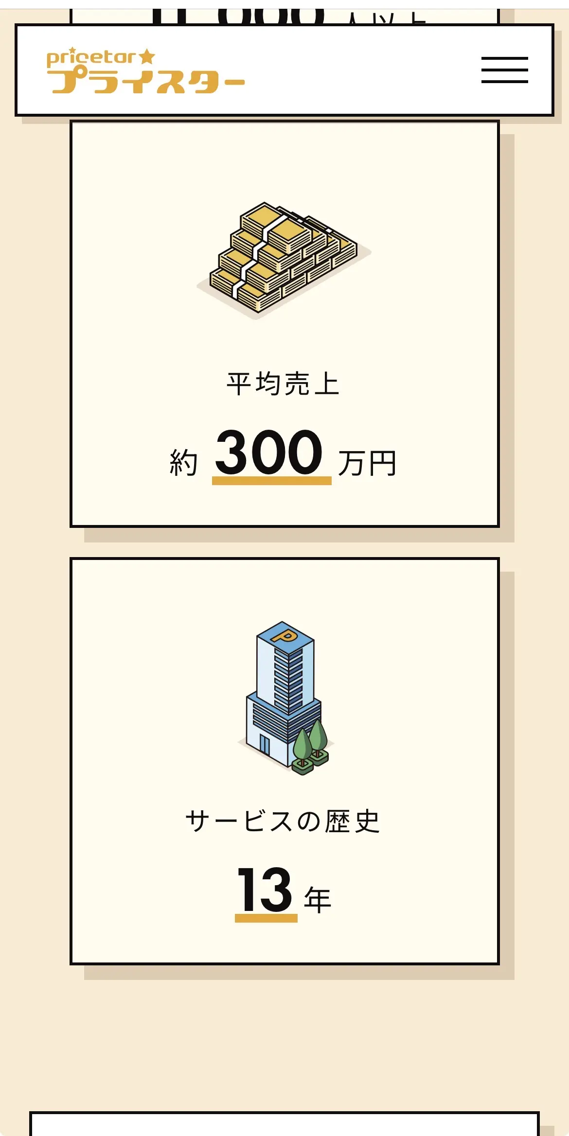 プライスター公式LPより：平均売上と歴