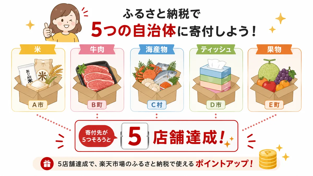 ふるさと納税で5つの自治体に寄付しよう