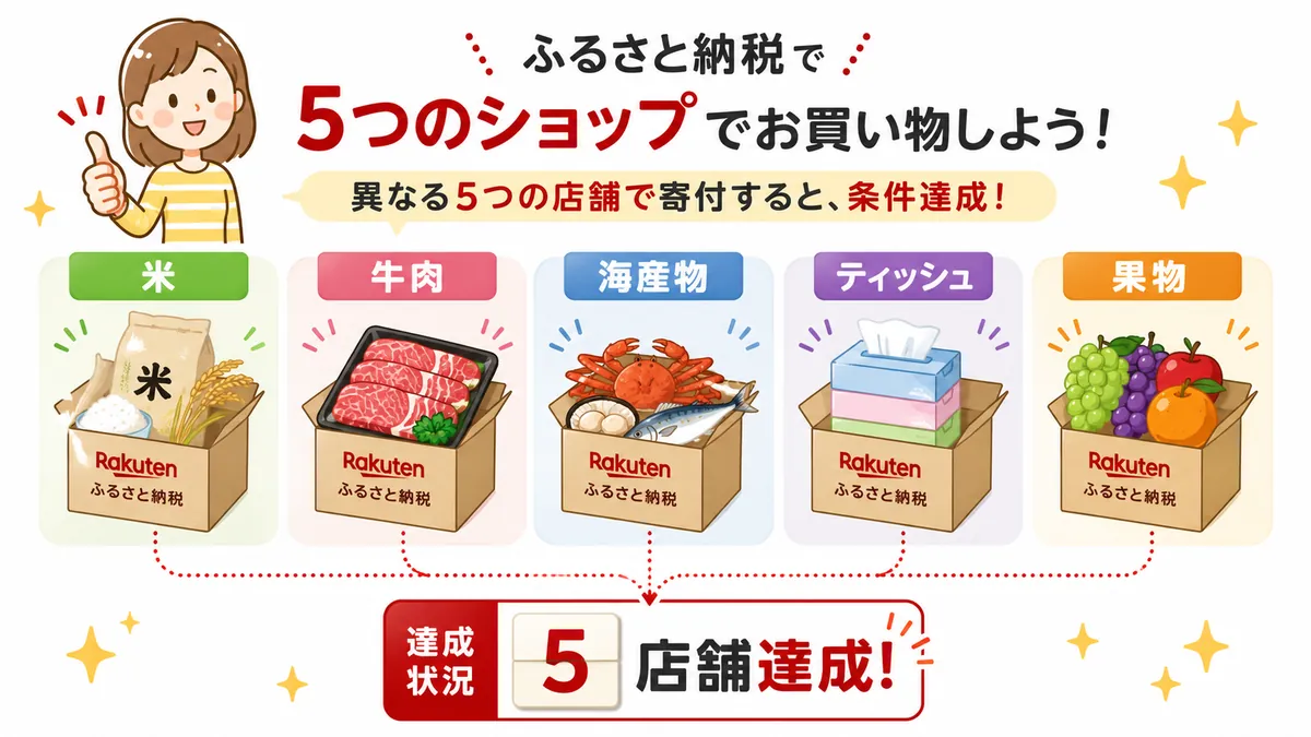 ふるさと納税で5つのショップでお買い物しよう・楽天ふるさと納税