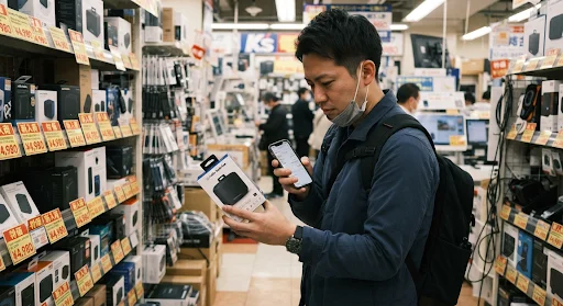 リアル店舗せどりのふりかえりをテーマにした関連記事への導線バナー風の画像