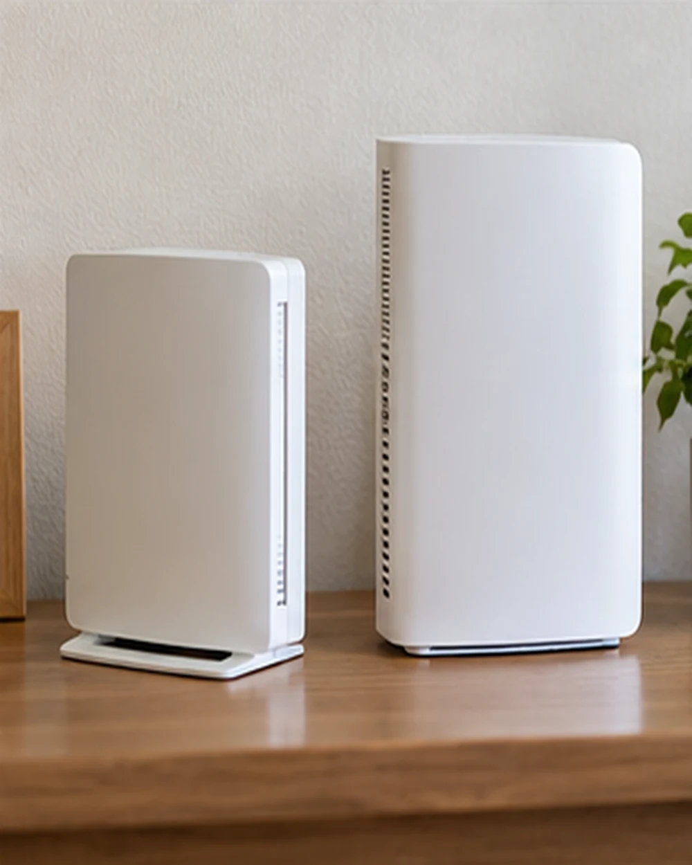 新旧の無地ルーターを並べたAI生成イメージ