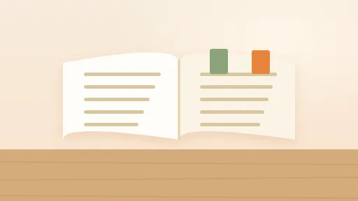 付箋を貼った開いた本のやわらかいイメージ。対話形式のやさしい入門書を象徴