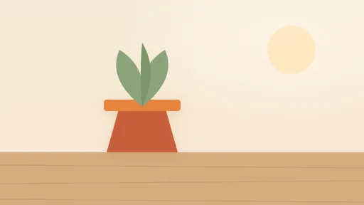 窓辺の観葉植物と朝の光。長く続けることの静かな価値を象徴するイメージ