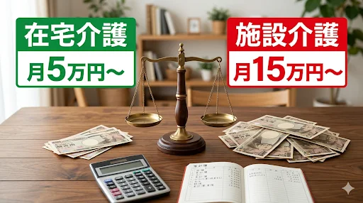 介護費用は月いくらかかる？（在宅 vs 施設）